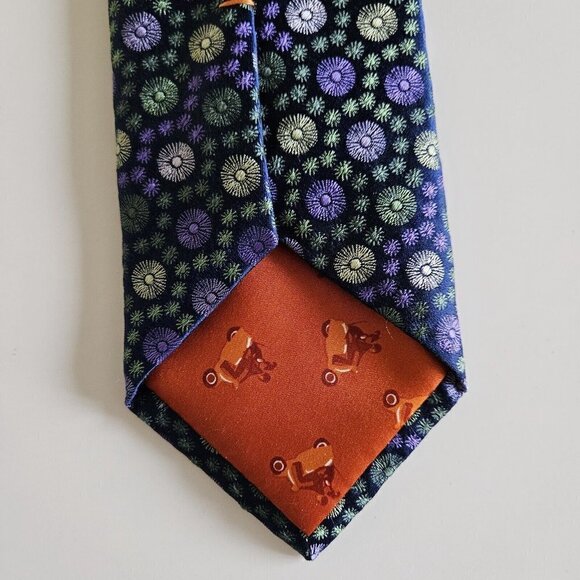 Simon Carter London Handmade Floral Theme Embroidery Silk Tie W3.5 in L 58.5 in - Picture 7 of 15
